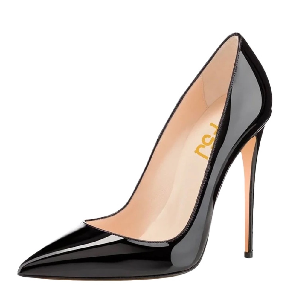 FSJ Black Patent Stiletto Heels
